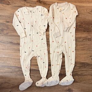 Set of 2 Carter's Fall Holiday Cream One Piece Footie Pajamas